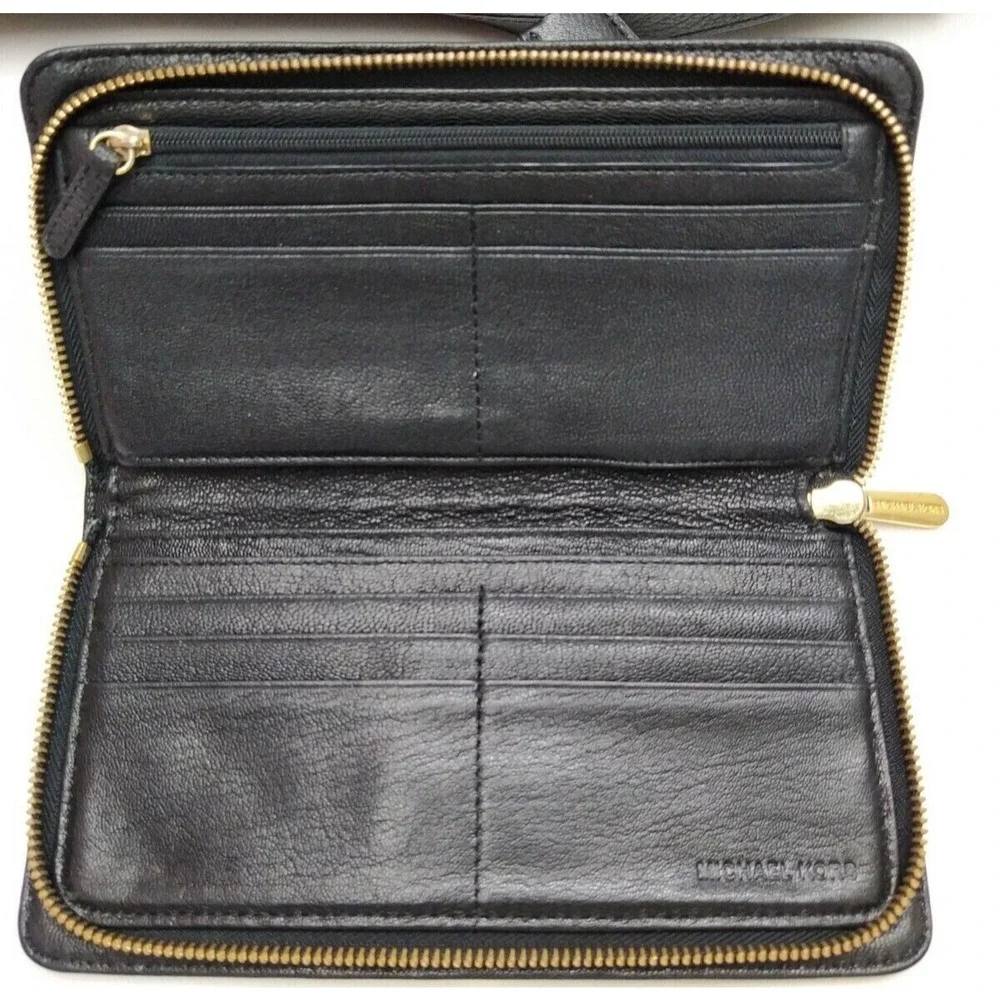 Michael Kors Hamilton Black Leather Satchel Shoulder Bag w/ Matching Wallet